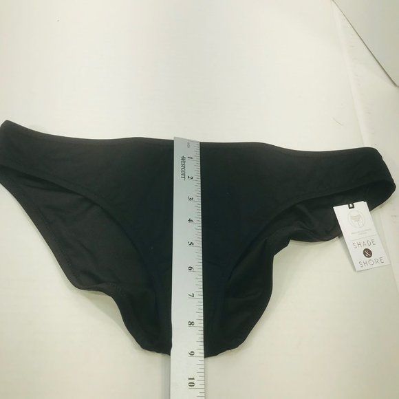 Shade And Shore Women's Sz Large 12-14 High Leg Cheeky Bikini Swim Bottom Black - Picture 7 of 8